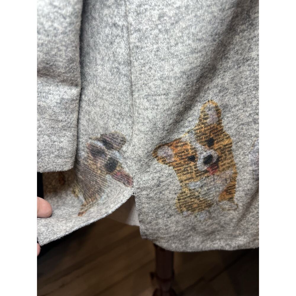 ALI MILES (M) Women Top-Dog-Frenchie-Gray V-neck-3/4 Sleeve-Corgie-Dachshund-EUC - Picture 6 of 16
